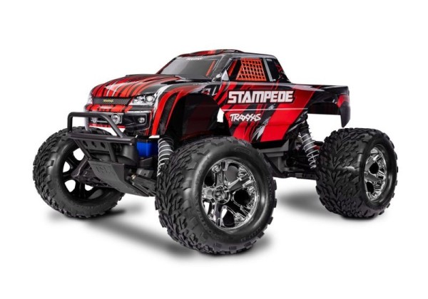 Traxxas 36254-8-RED Stampede rot 1/10 2WD Monster-Truck RTR Brushed, HD, mit Akku und 4Ampere USB-C-