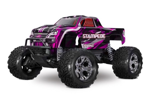 Traxxas 36354-4-PINK Stampede 1/10 2WD Monster-Truck pink RTR BL-2S Brushless, HD