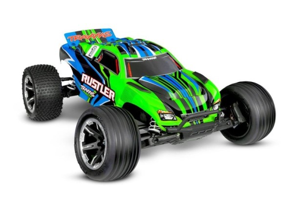 Traxxas 37254-8-GRN Rustler green 1/10 2WD Stadium-Truck RTR Brushed, HD, w battery/4A-USB-C-charger